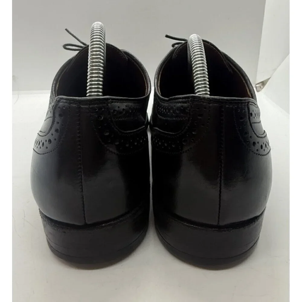 ALLEN EDMONDS Lombard Black Leather Wingtip Brogue Derby Shoes Men's Sz US 10.5D